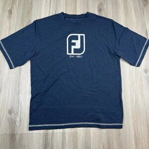 FootJoy Shirt Blue White Golfer Outdoors Rugby Preppy Casual Hiker Mens M Medium